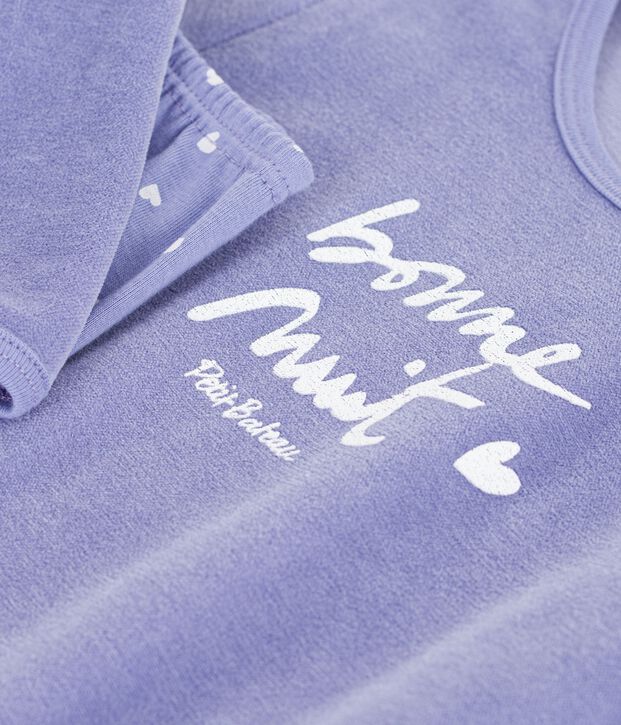 Children's velour nightdress and leggings purple/white