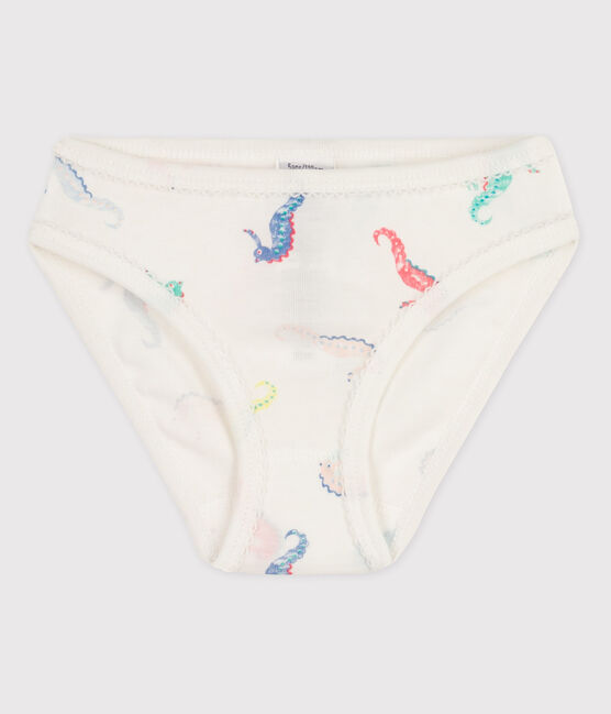 Girls' Cotton Briefs MARSHMALLOW white/ROSE pink/MULTICO