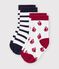 2 pairs of baby cotton socks with stripes and a boat print multicolor
