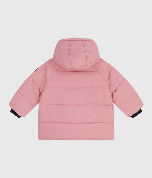 Babies' puffer jacket in plain polyester pink