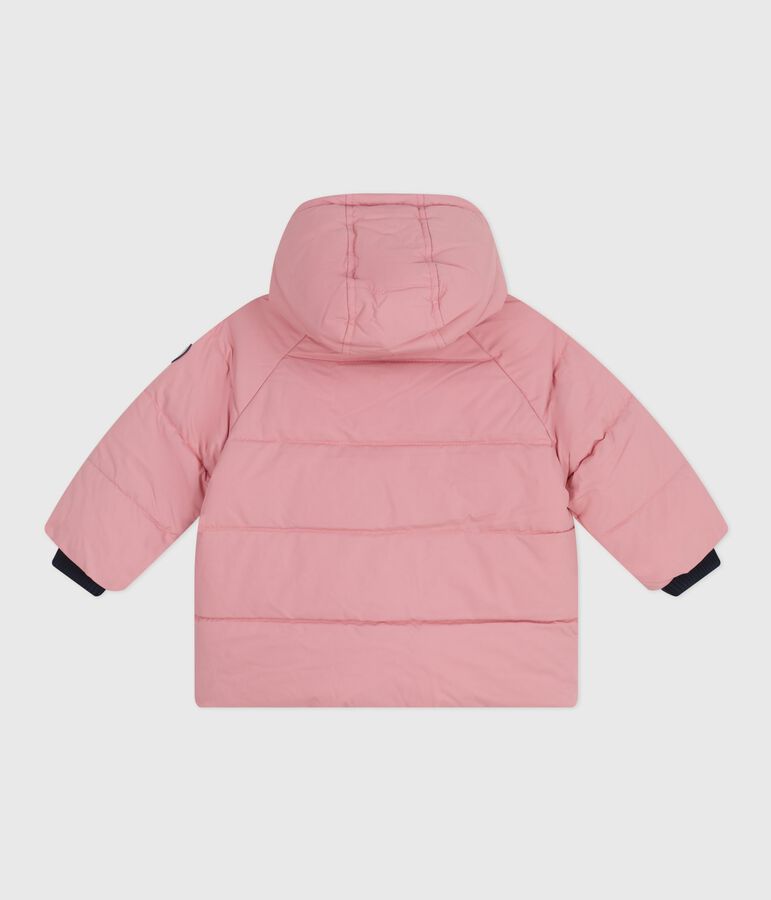 Babies' puffer jacket in plain polyester pink