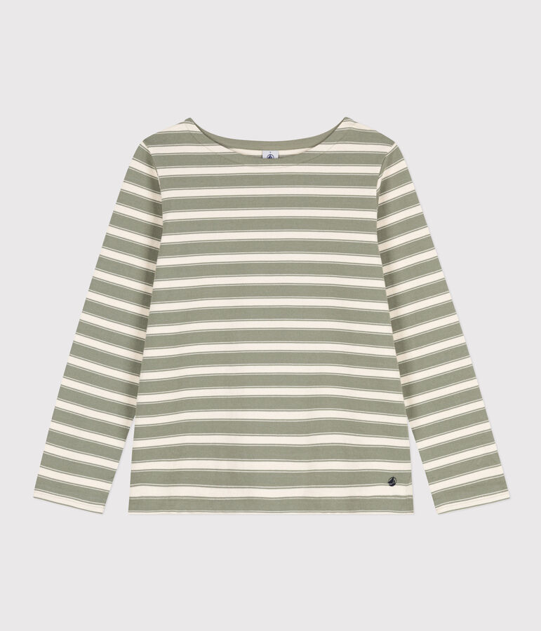 Women's Breton Cotton Top green/ecru