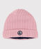 Babies' knitted beanie with a fleece lining CHARME pink