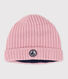 Babies' knitted beanie with a fleece lining