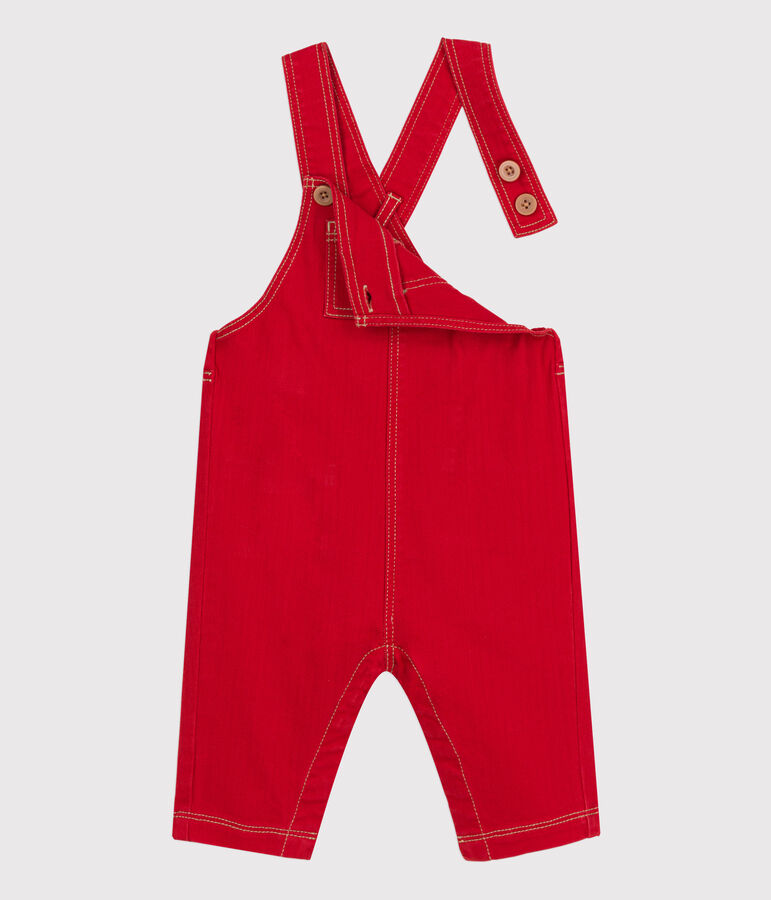 Babies' Long Denim Dungarees red