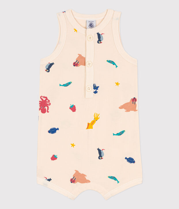 Babies' Patterned Jersey Playsuit Ecru/multicolor