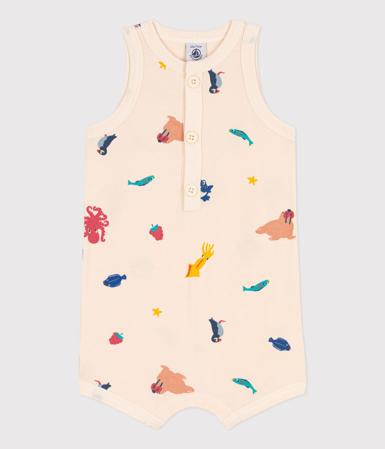 Babies' Patterned Jersey Playsuit Ecru/multicolor