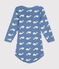 Babies' long-sleeved cotton body BEACH blue/MARSHMALLOW