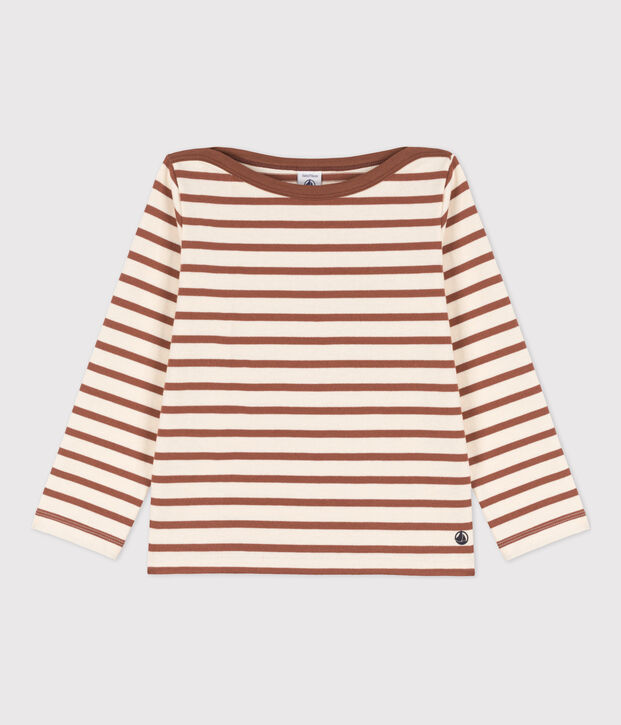 Children's Unisex Breton Top Ecru/brown