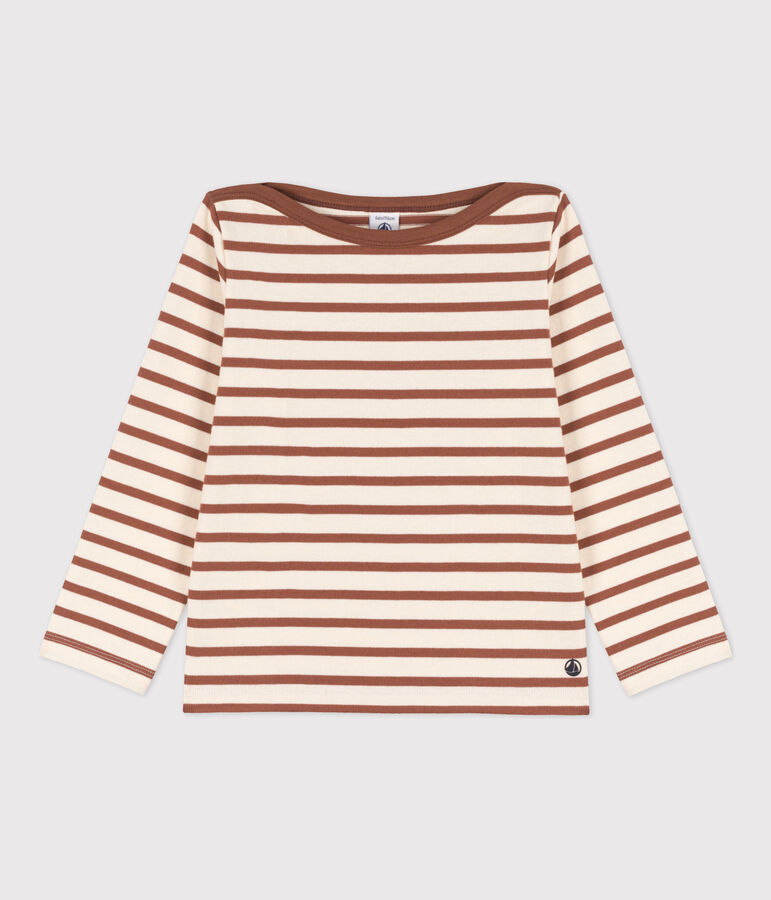 Children's Unisex Breton Top Ecru/brown