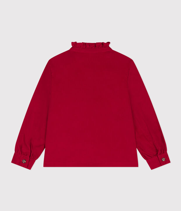 Girls' soft velvet blouse red