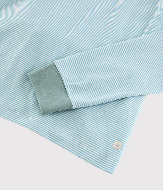 Unisex Blue Stripy Ribbed Pyjamas TIKI blue/MARSHMALLOW white