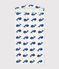 Babies' towelling whale print bath cape MARSHMALLOW /BEACH