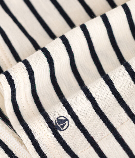 Babies' Short-Sleeved Slub Jersey Dress AVALANCHE white/SMOKING blue
