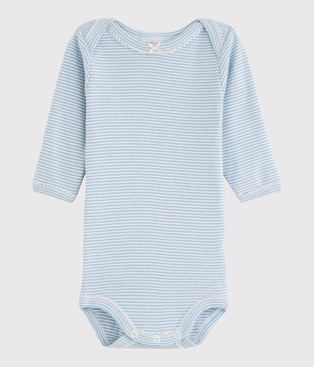Baby Girls' Long-Sleeved Bodysuit blue/white