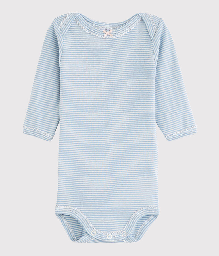Baby Girls' Long-Sleeved Bodysuit blue/white