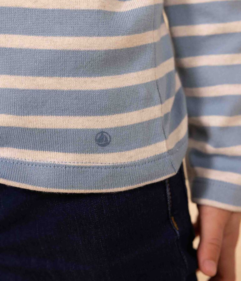 Children's unisex iconic Breton top blue/beige