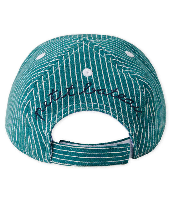 Baby boys' striped cap OLIVIER green/MARSHMALLOW white