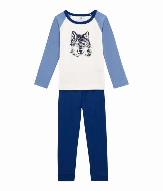 Little boy's pyjamas LIMOGES blue/MULTICO white