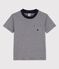 Boys' Short-Sleeved Cotton T-Shirt SMOKING blue/MARSHMALLOW white