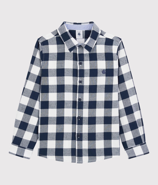 Boys' Checked Shirt SMOKING blue/MARSHMALLOW white