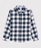 Boys' Checked Shirt SMOKING blue/MARSHMALLOW white