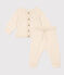 Babies' Wool/Cotton Knit 2-Piece Outfit AVALANCHE Ecru