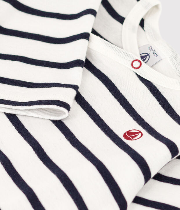 Babies' Stripy Rib Knit Pyjamas white/blue