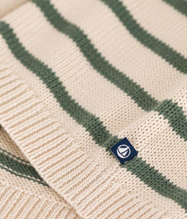 Babies' Cotton Jumper Ecru/green