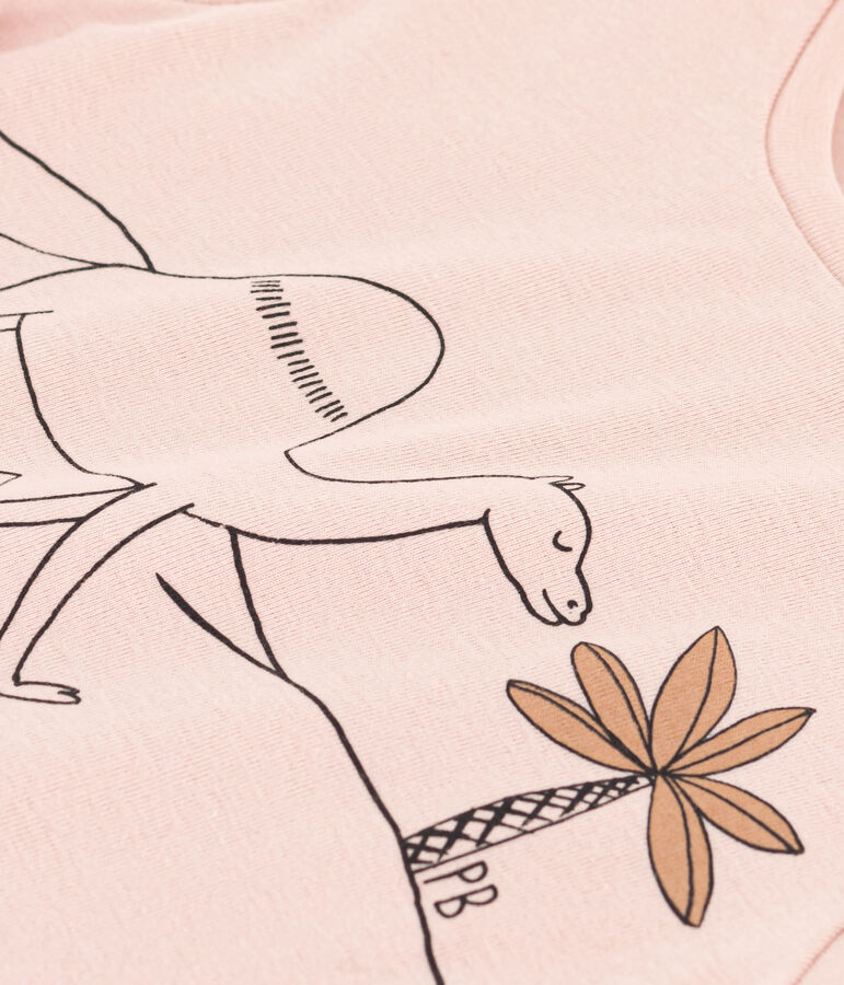 Girls' Printed Cotton T-Shirt pink