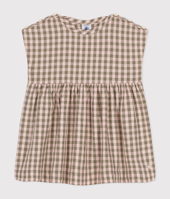 Babies' Short-Sleeved Seersucker Dress MARECAGE /SALINE