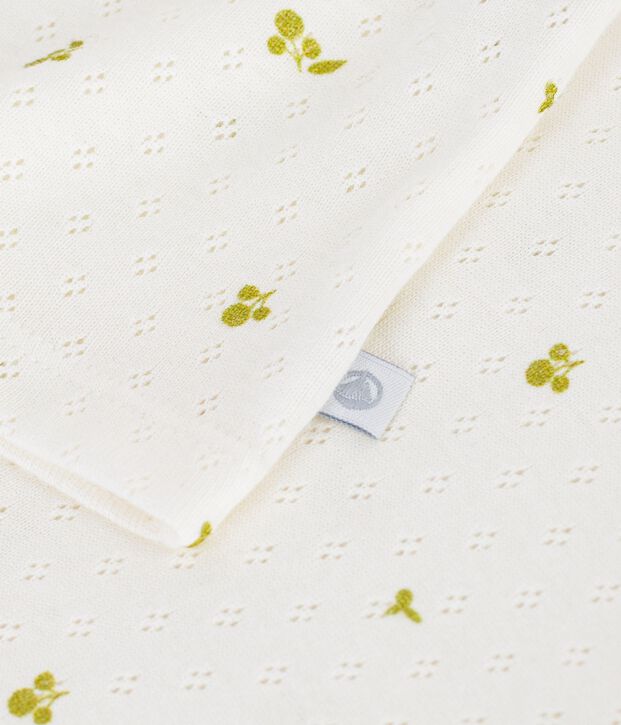 Children's short-sleeved floral print cotton T-shirt white/green