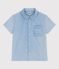 Children's short-sleeved cotton shirt blue