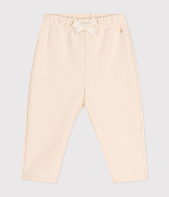 Babies' jogging bottoms in plain cotton AVALANCHE Ecru