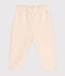 Babies' jogging bottoms in plain cotton AVALANCHE Ecru