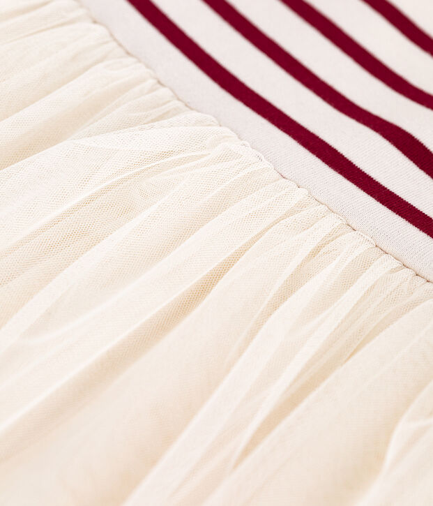 Children's long-sleeved dress in cotton and tulle red/red