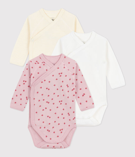 Pack of babies' long-sleeved printed cotton wrapover bodies variante 2