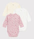 Pack of babies' long-sleeved printed cotton wrapover bodies