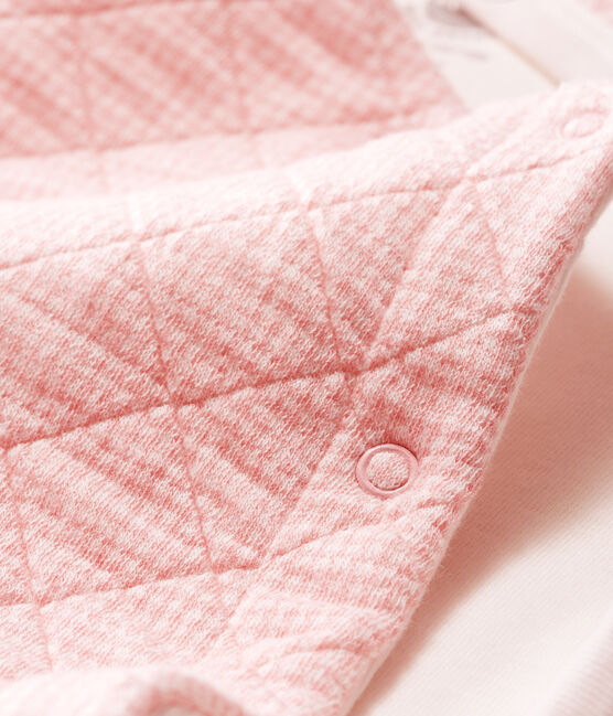 Babies' Long Jumpsuit in Quilted Tube Knit CHARME pink/MARSHMALLOW CN white