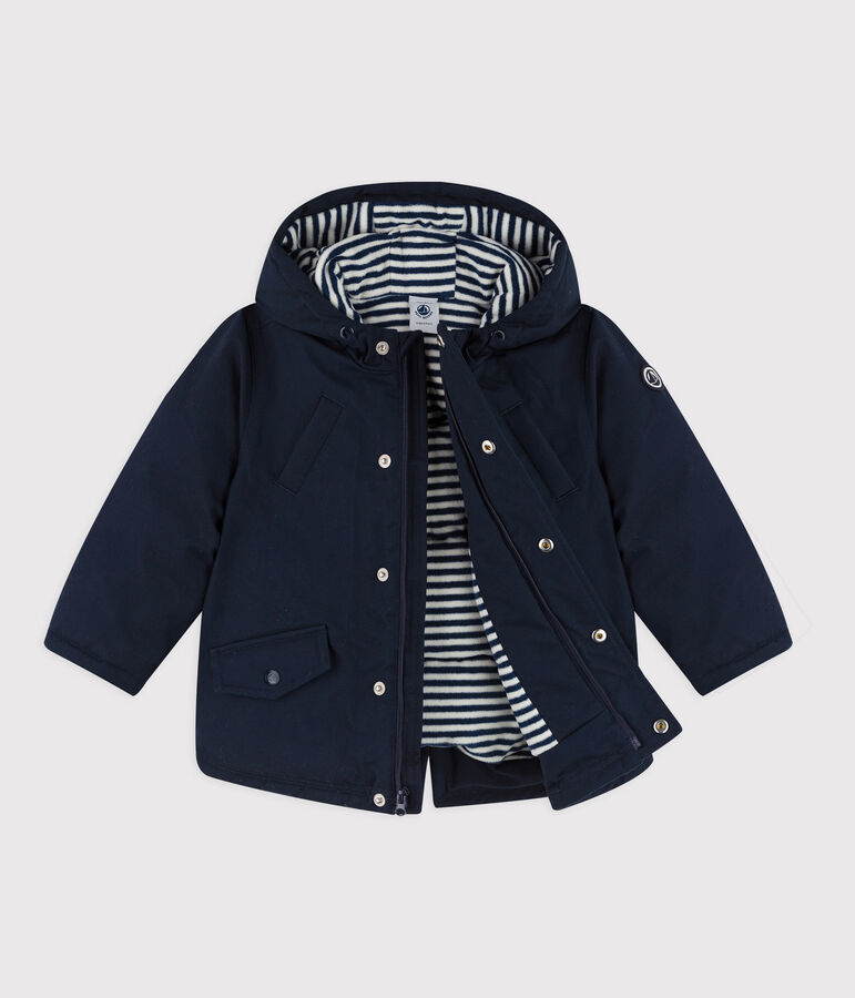 Baby boy's mid-length parka blue