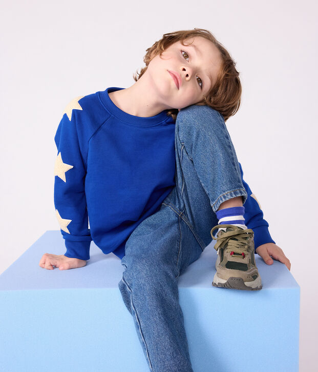 Children's plain cotton sweatshirt blue