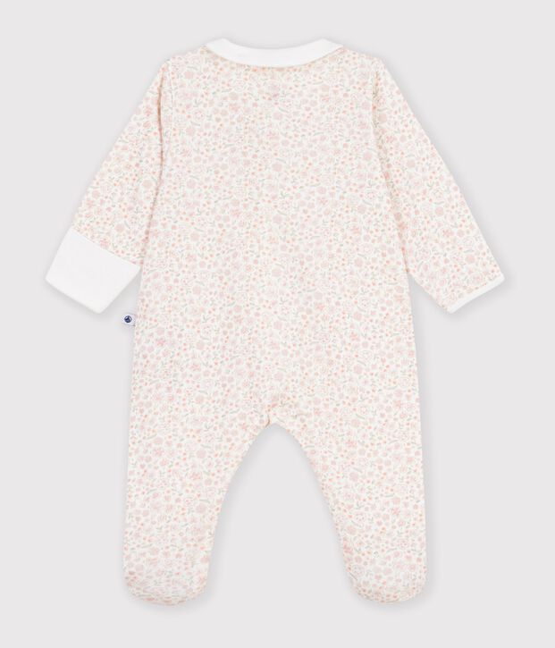 Babies' flower printed cotton pyjama suit white/multicolor
