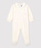 Babies' Little Heart Patterned Cotton Sleepsuit MARSHMALLOW white/PAPAYE