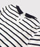 Girls' Long-Sleeved Cotton T-Shirt MARSHMALLOW white/SMOKING blue
