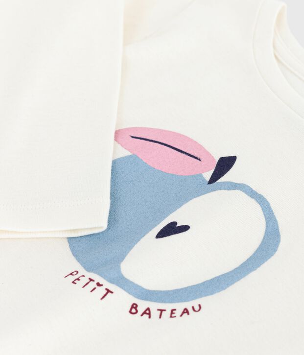 Children's long-sleeved printed cotton T-shirt Ecru/multicolor