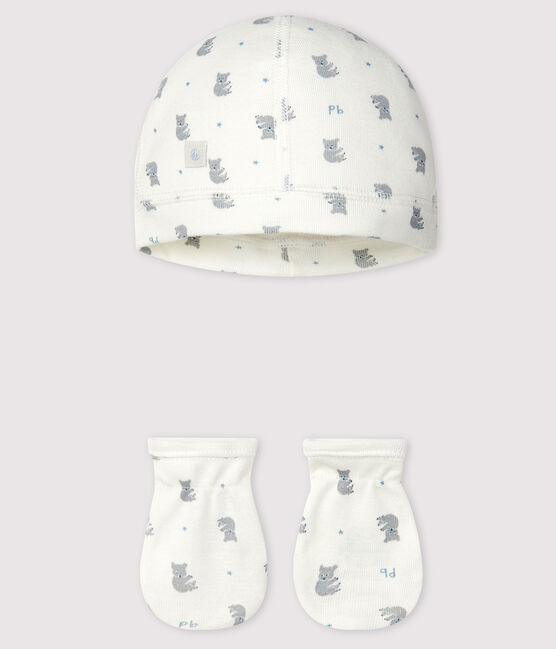 Newborn Babies' Bonnet and Mittens Set in Rib Knit variante 2