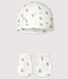 Newborn Babies' Bonnet and Mittens Set in Rib Knit