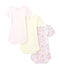 Set of 3 baby girls' short-sleeved bodysuits LOT white