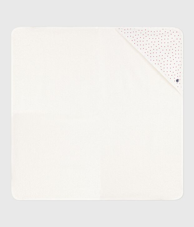 Babies' square cotton bath wrap white/red