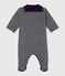 Baby boy's velour sleepsuit in milleraies stripes SMOKING blue/MULTICO white